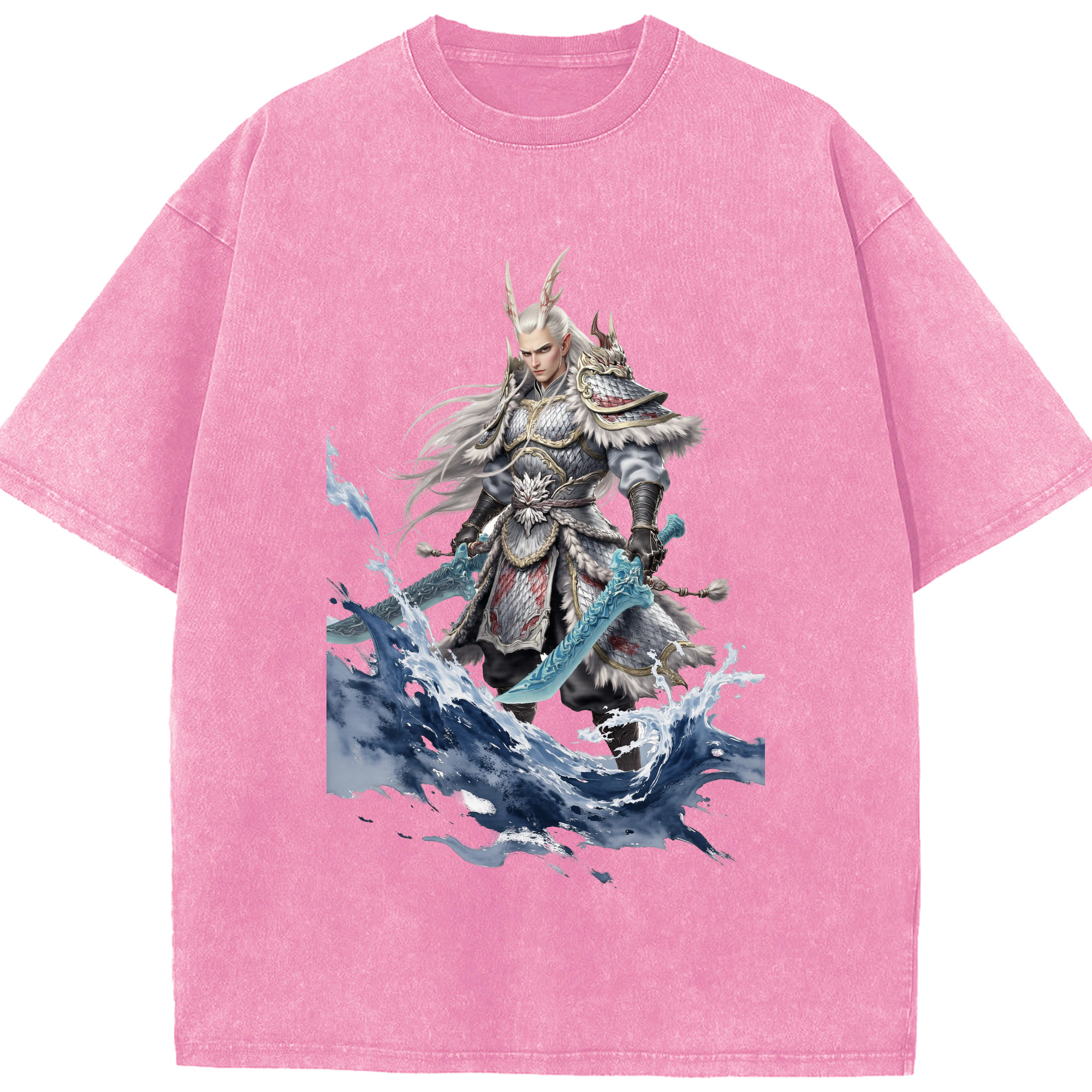 （画像用） Ne Zha 2 ナタ 魔童の大暴れ 綿100% ヴィンテージ風 半袖Tシャツ（フロントプリント）